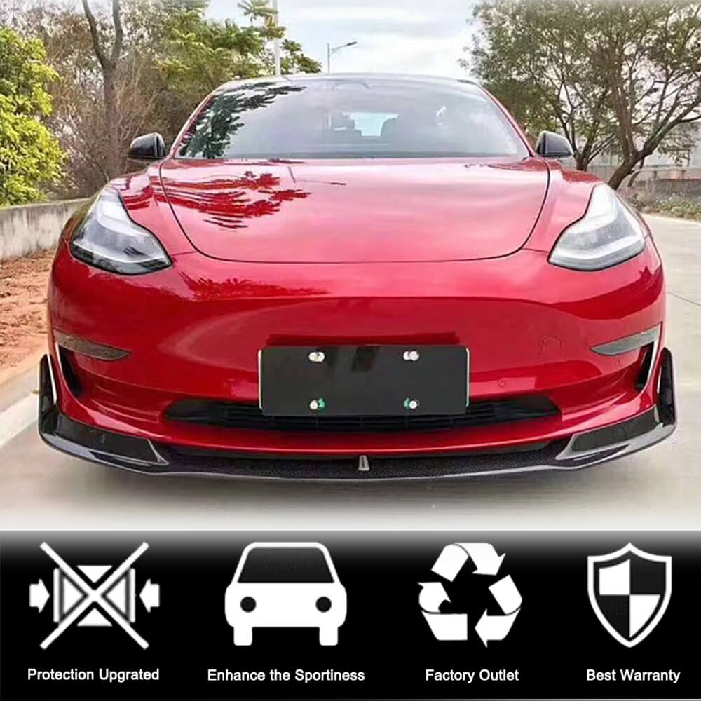 Tesla Model 3 2016-2022 Front Bumper Lip Carbon Fiber
