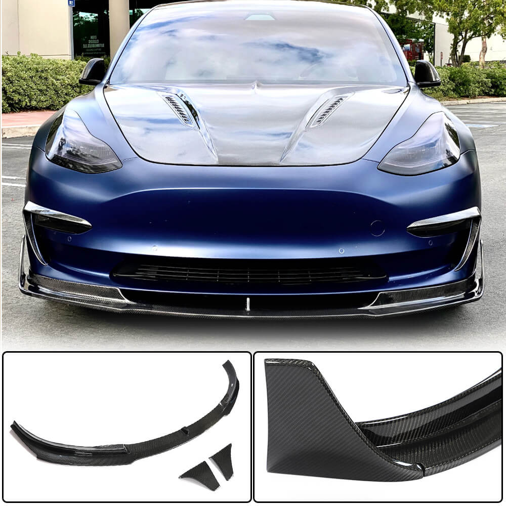 Tesla Model 3 2016-2022 Front Bumper Lip Carbon Fiber