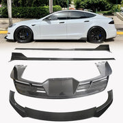 Tesla Model S 2021-2023 Front Bumper Lip Side Skirts Rear Diffuser Carbon Fiber