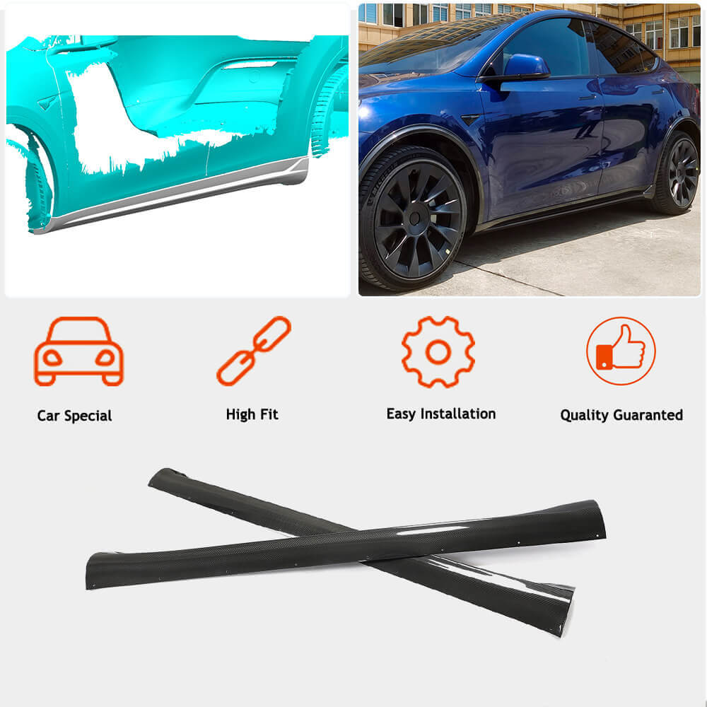 Tesla Model Y Sport Utility 2020+ Side Skirts Carbon Fiber