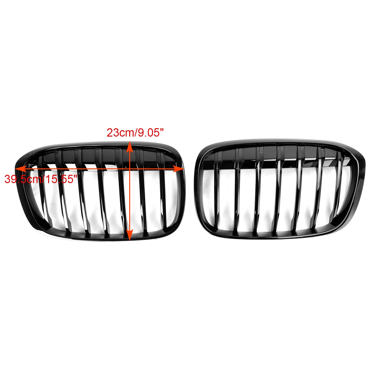 2016-2018 BMW X1 F48 F49 Gloss Black Front Kidney Grille — Pair