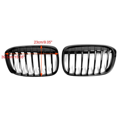 2016-2018 BMW X1 F48 F49 Gloss Black Front Kidney Grille — Pair