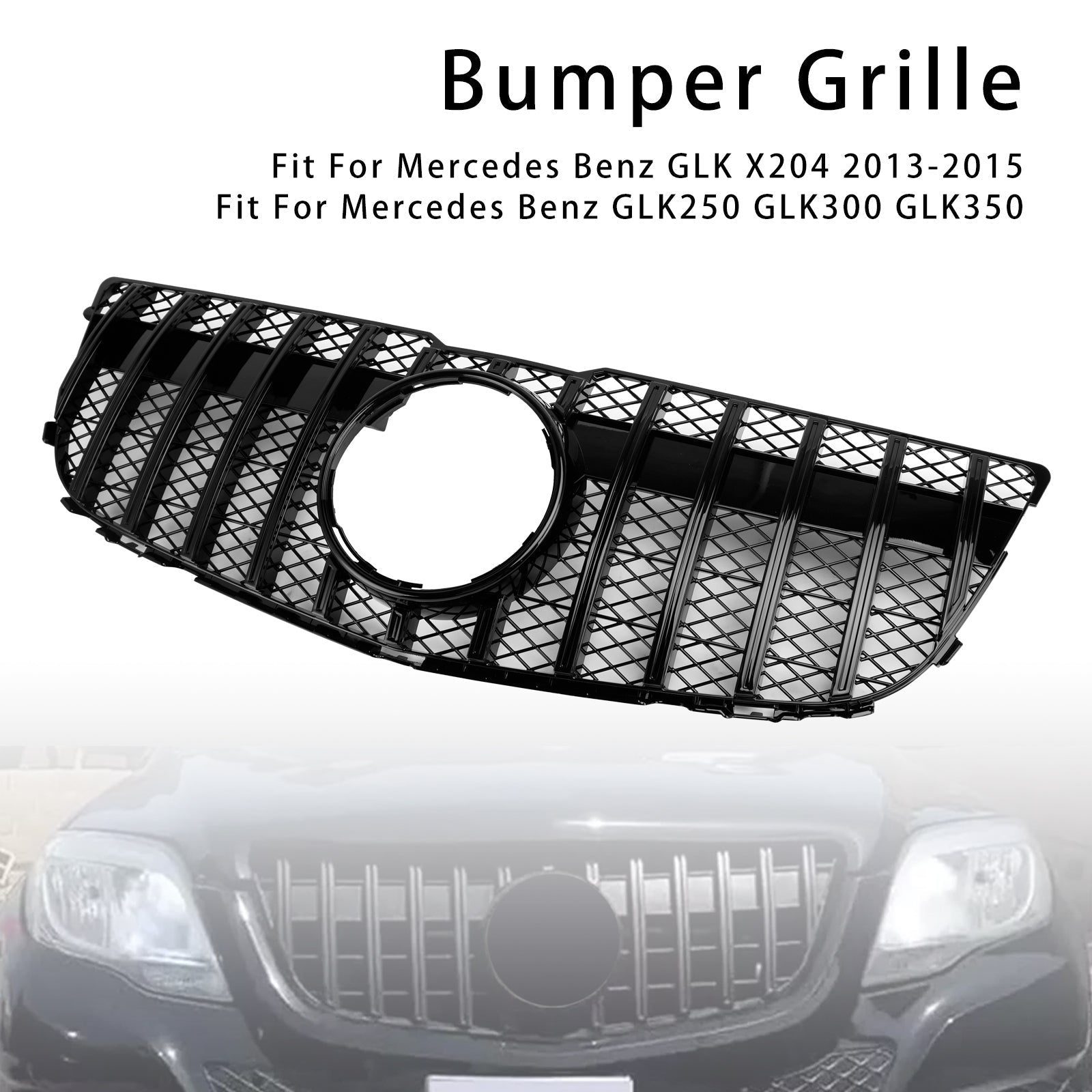 2013-2015 Mercedes-Benz GLK X204 GT Style Gloss Black Front Grille