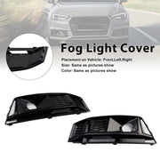 2016-2019 Audi A4 B9 S4 Black Front Bumper Fog Light Grille — Pair
