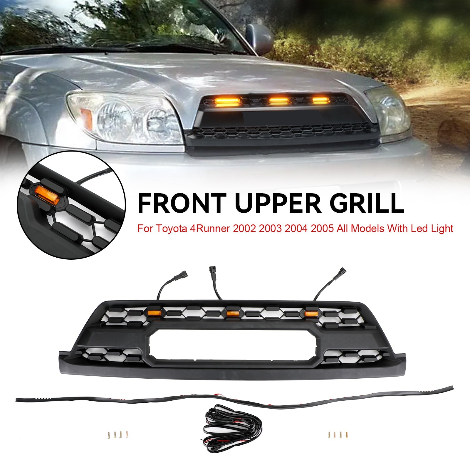 2002-2005 Toyota 4Runner All Models TRD PRO Style W/Led Light Front Bumper Grill