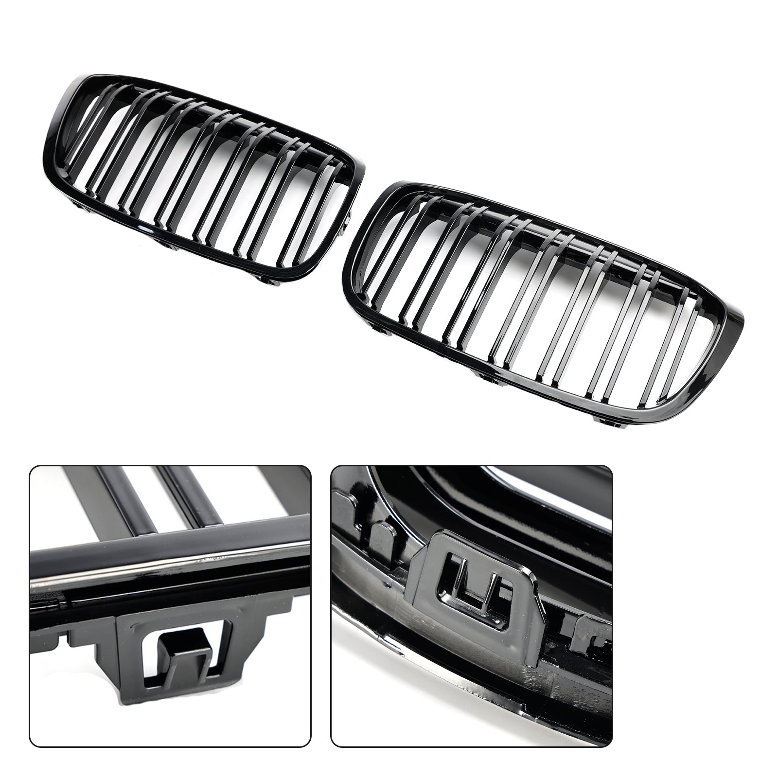2018-2021 BMW 2 Series F45 F46 Gloss Black Front Kidney Grille — Pair