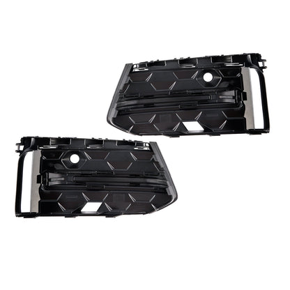 2023+ Audi A6L C8PA Black Front Bumper Fog Light Grille Trim — Pair