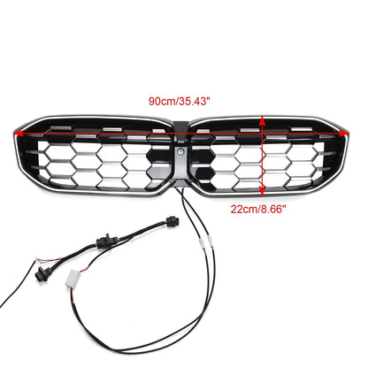 2023-2024 BMW 3 Series G20 G21 G28 Diamond Black Silver Front Kidney Grille Mesh