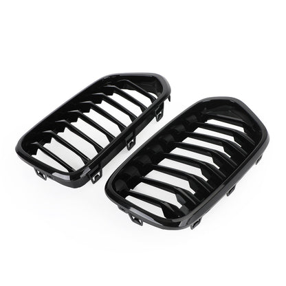 2018-2021 BMW X2 F39 Gloss Black Front Bumper Kidney Grille — Pair (51712455246 / 51712455247)
