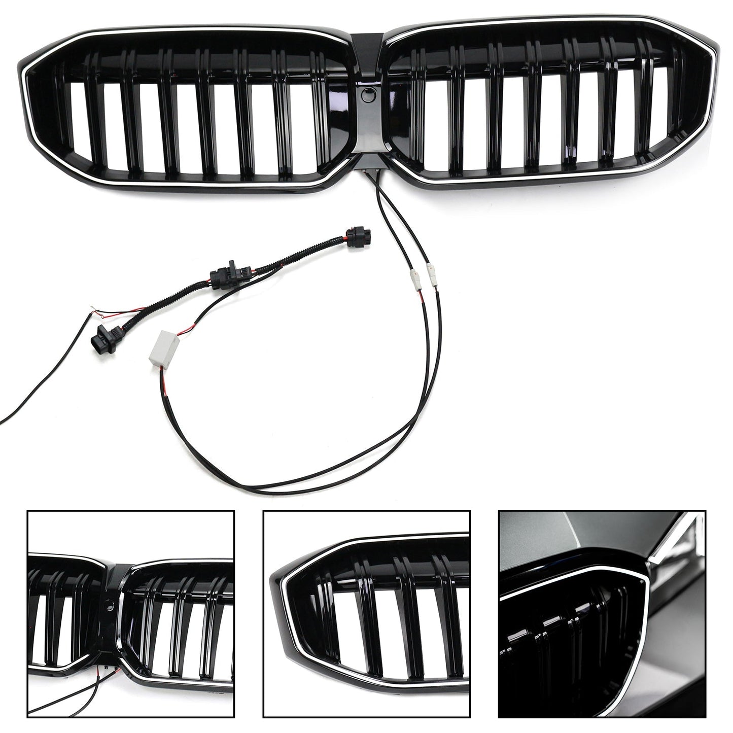 2023-2024 BMW 3 Series G20 G21 G28 Gloss Black Front Kidney Grille Mesh