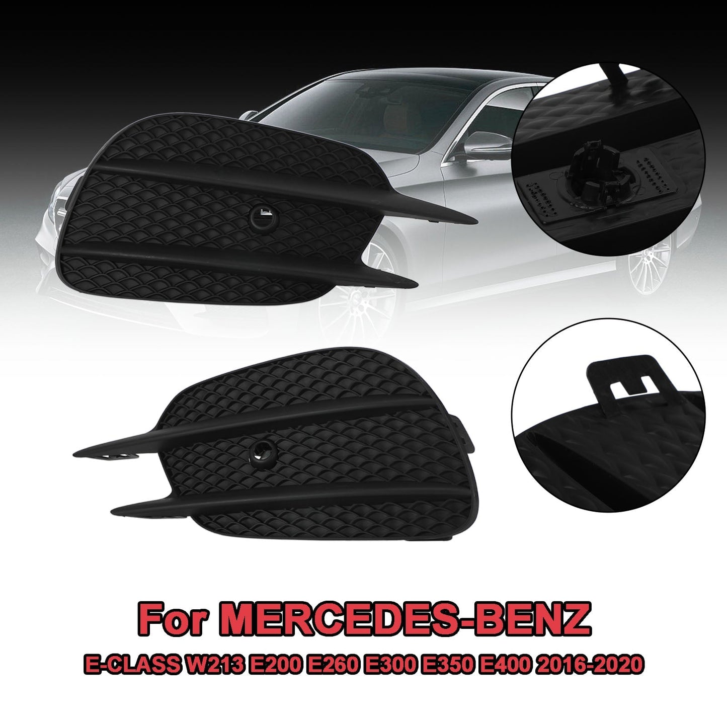 2016-2020 Mercedes-Benz E-Class W213 E200 E300 E350 Front Bumper Fog Light Grille Trim Cover — Pair (2138856800)