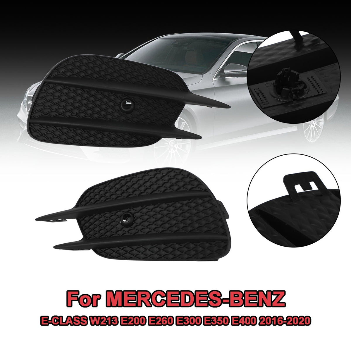 2016-2020 Mercedes-Benz E-Class W213 E200 E300 E350 Front Bumper Fog Light Grille Trim Cover — Pair (2138856800)
