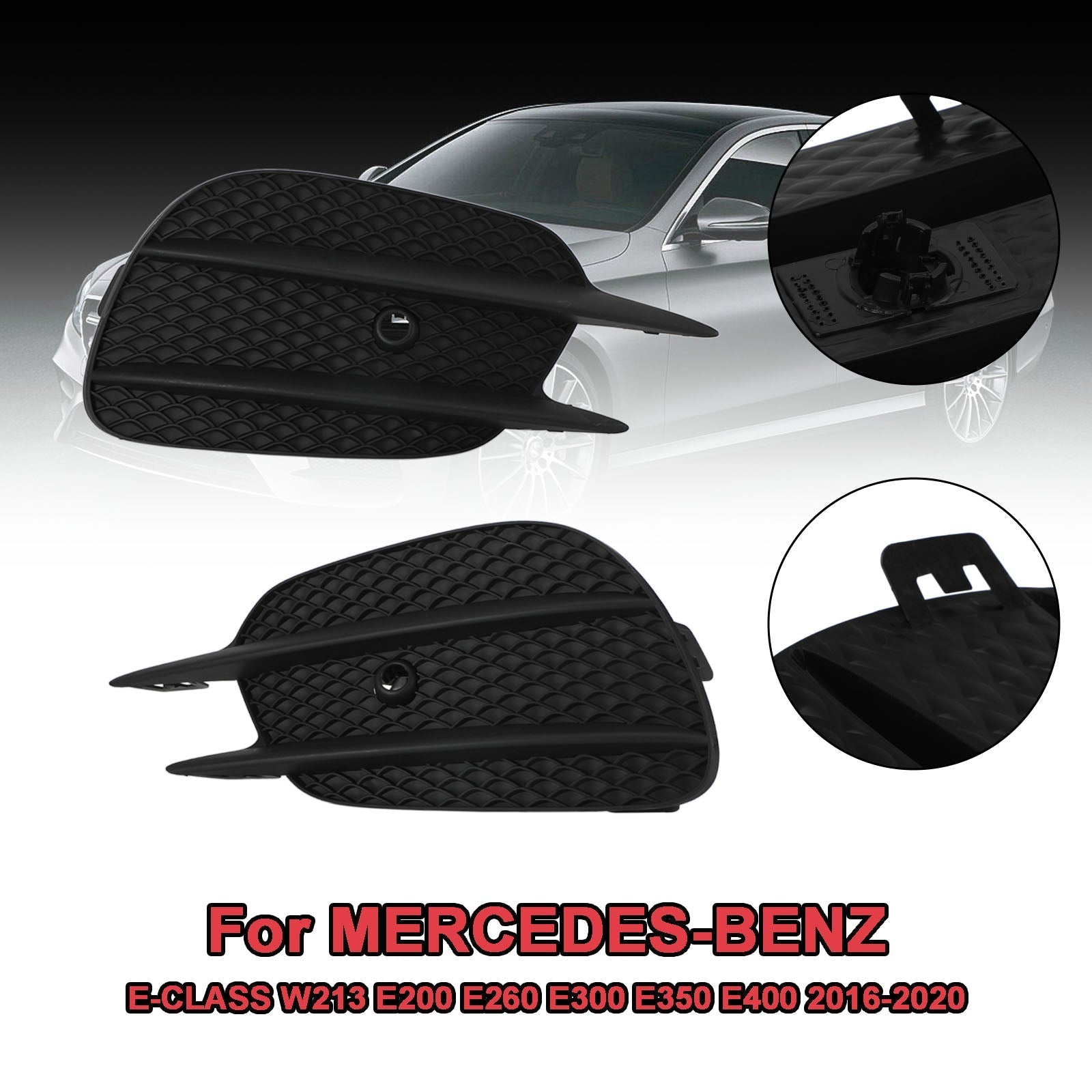2016-2020 Mercedes-Benz E-Class W213 E200 E300 E350 Front Bumper Fog Light Grille Trim Cover — Pair (2138856800)