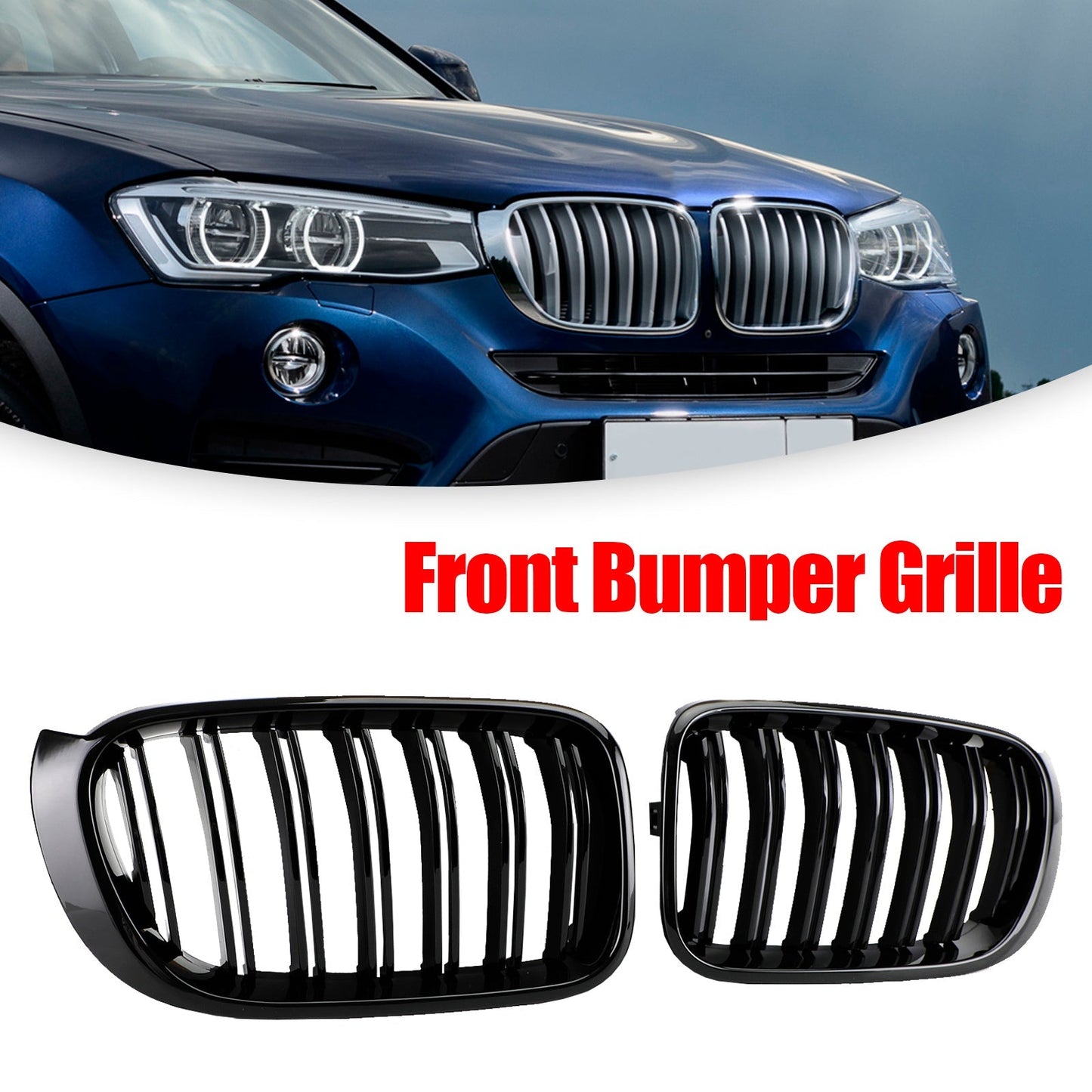 2014-2017 BMW X3 F25 / X4 F26 Gloss Black Front Bumper Kidney Grille