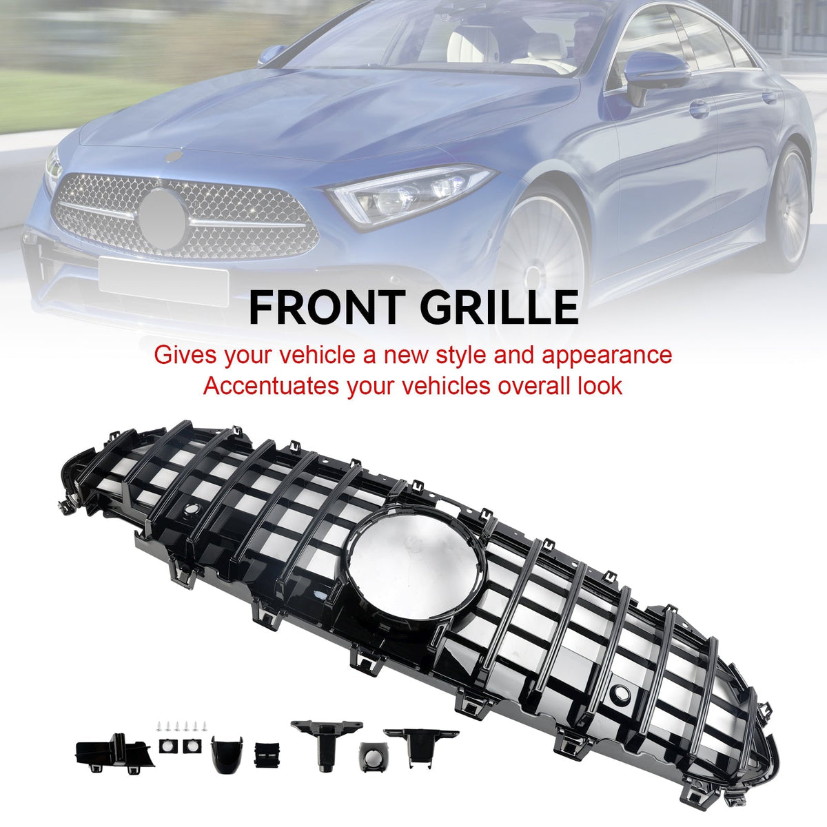 2018-2024 Mercedes-Benz CLS-Class C257 W257 Coupe Black Front Bumper Grille