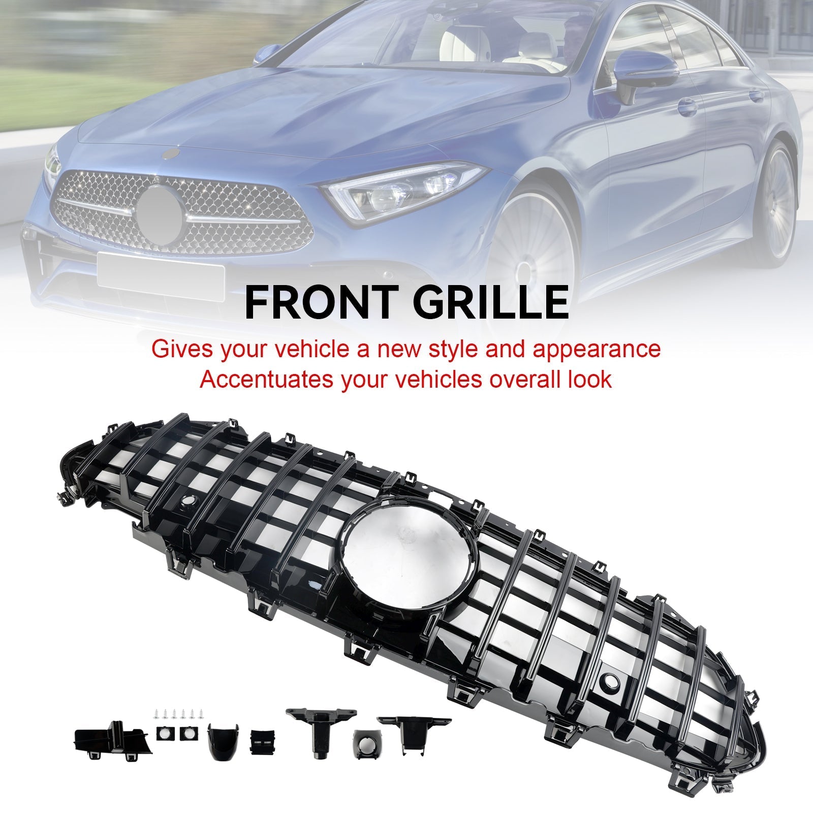 2018-2024 Mercedes-Benz CLS-Class C257 W257 Coupe Black Front Bumper Grille