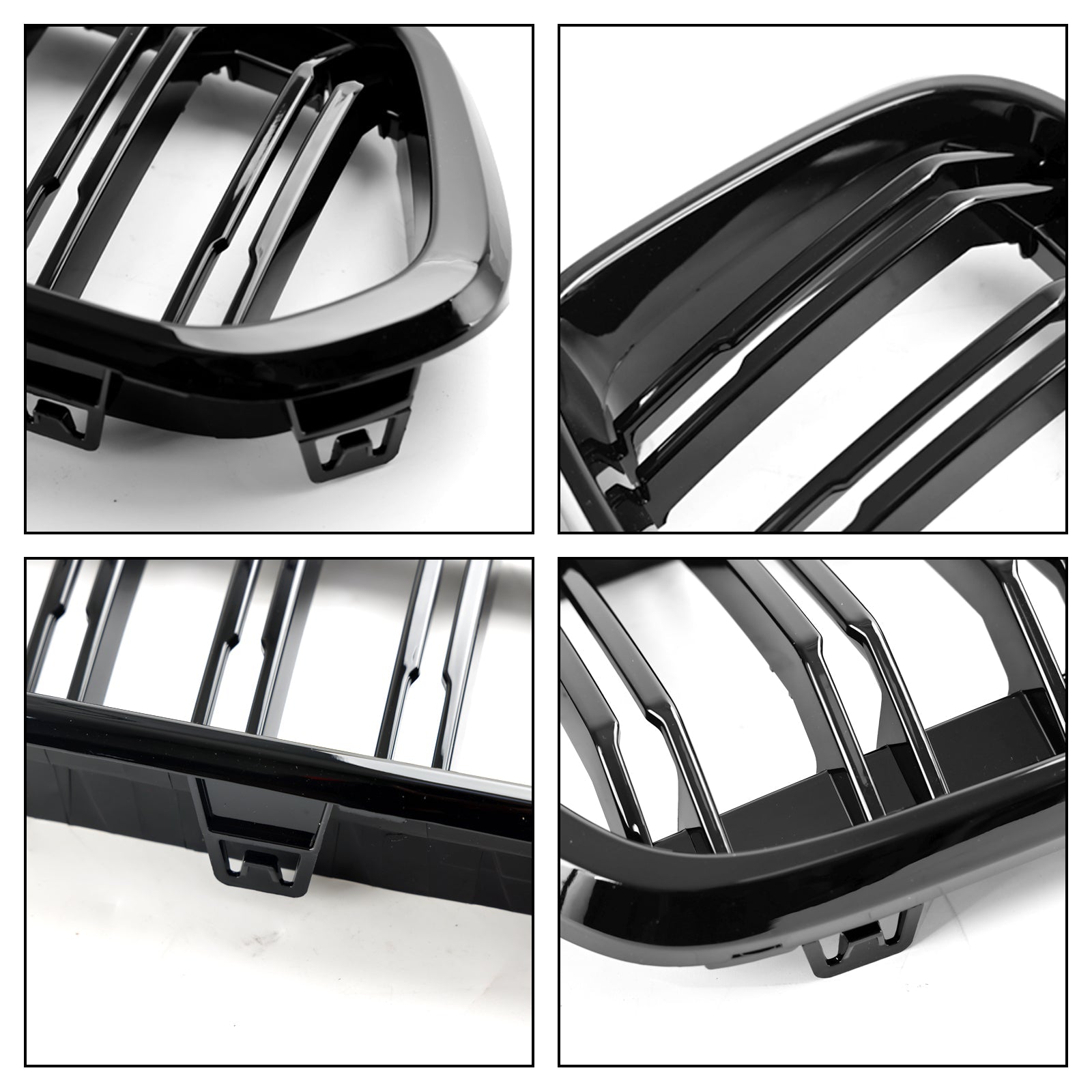 2018-2023 BMW X2 F39 Gloss Black Front Bumper Kidney Grille — Pair (51712455246 / 51712455247)