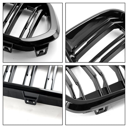 2018-2023 BMW X2 F39 Gloss Black Front Bumper Kidney Grille — Pair (51712455246 / 51712455247)