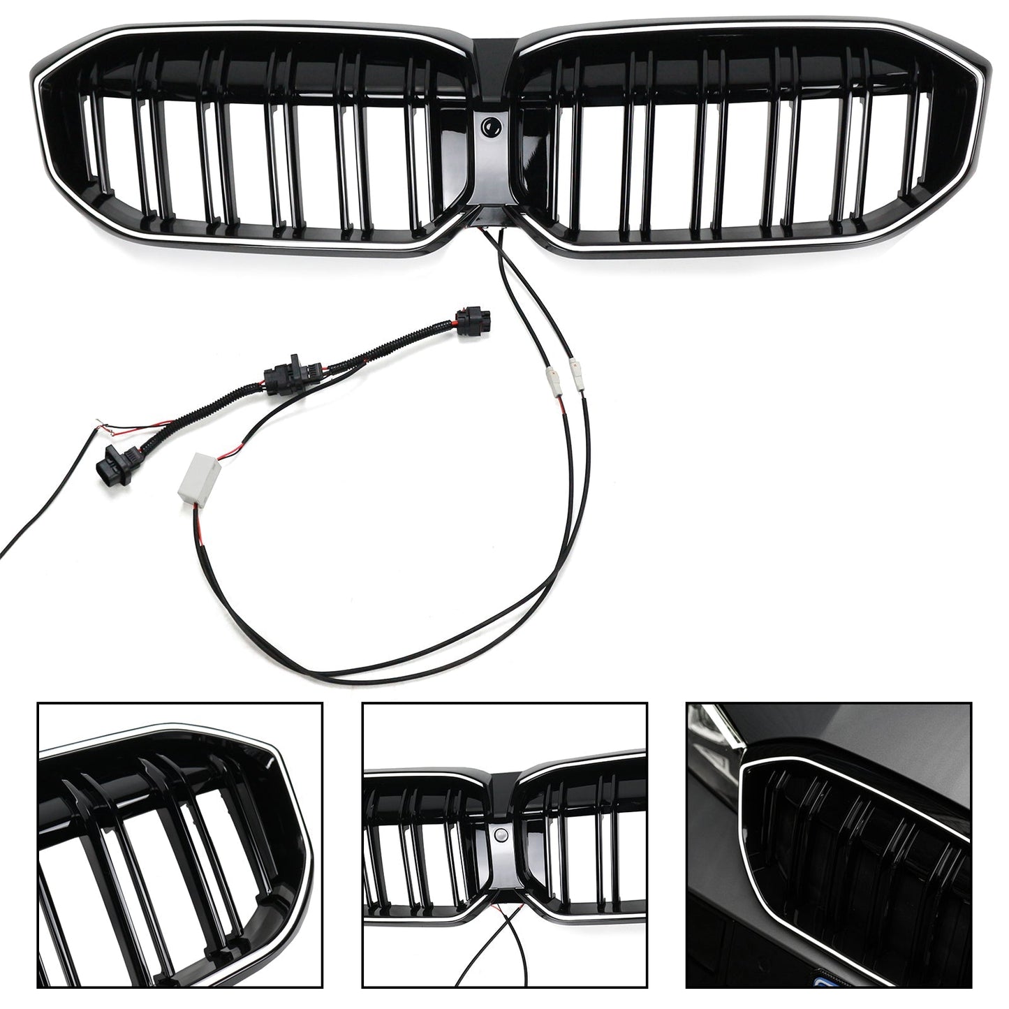 2023-2024 BMW 3 Series G20 G21 G28 Double Line Black Front Kidney Grille Mesh