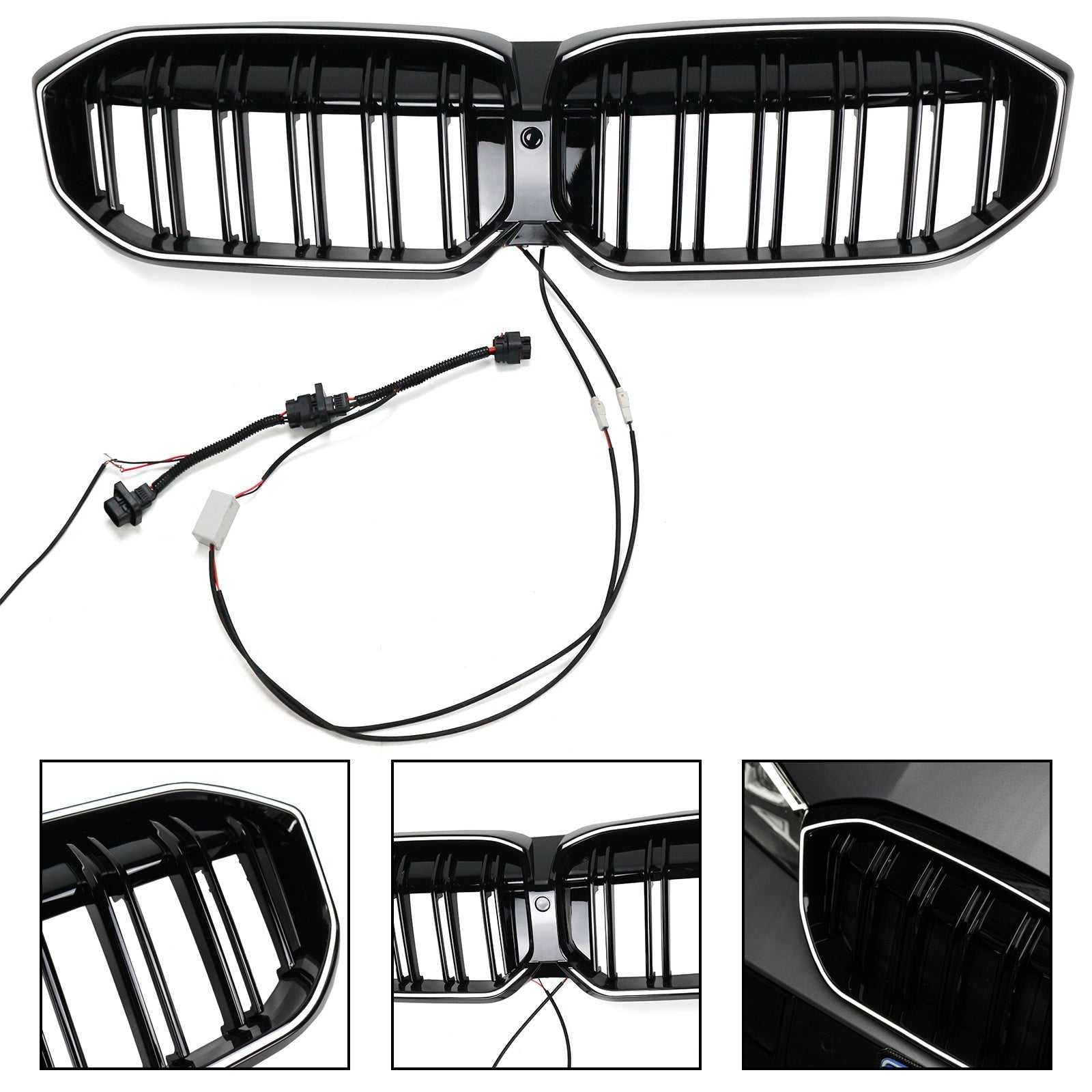 2023-2024 BMW 3 Series G20 G21 G28 Double Line Black Front Kidney Grille Mesh