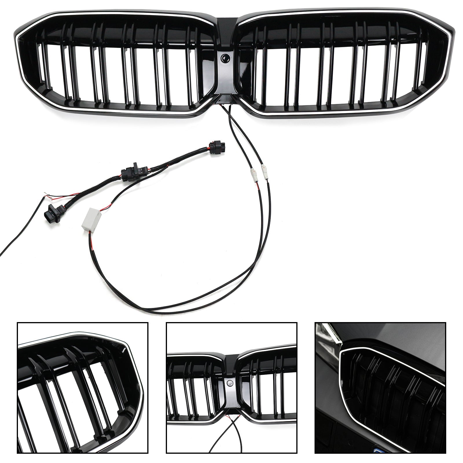 2023-2024 BMW 3 Series G20 G21 G28 Double Line Black Front Kidney Grille Mesh