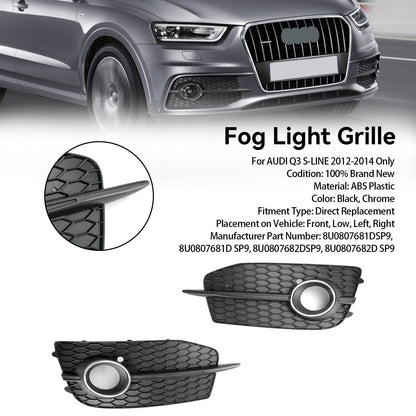 2012-2014 Audi Q3 S-Line Front Bumper Fog Light Grill — Pair (8U0807681DSP9)