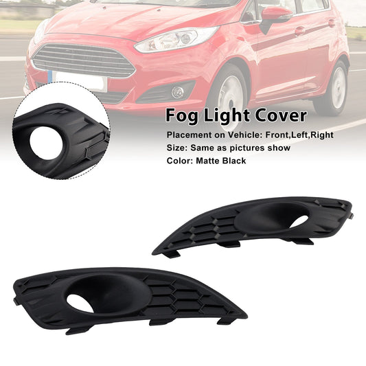 2PCS Matte Black Front Fog Light Lamp Cover Grille Fit Ford Fiesta 2013-2017