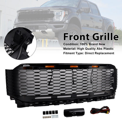 Replacement ABS Front Bumper Grille Grill Fit Ford F150 2021-2023 Raptor W/ LED
