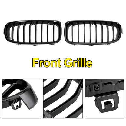 2012-2019 BMW 3 Series F30 F31 F35 Gloss Black Front Kidney Grill — Pair (51137263481 / 51137263482)
