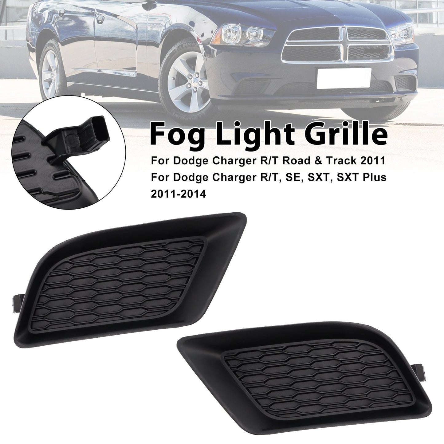 2011-2014 Dodge Charger R/T SE SXT SXT Plus Fog Light Cover — Pair (68092570AA / 68092571AA)