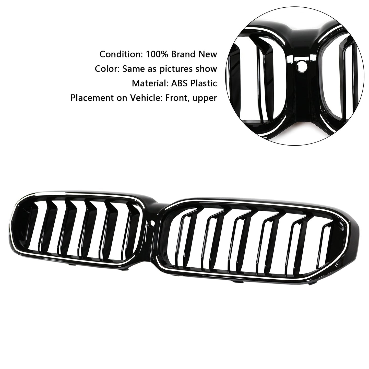 2021-2024 BMW 5 Series G30 G31 G38 Double Slat Gloss Black Front Kidney Grille