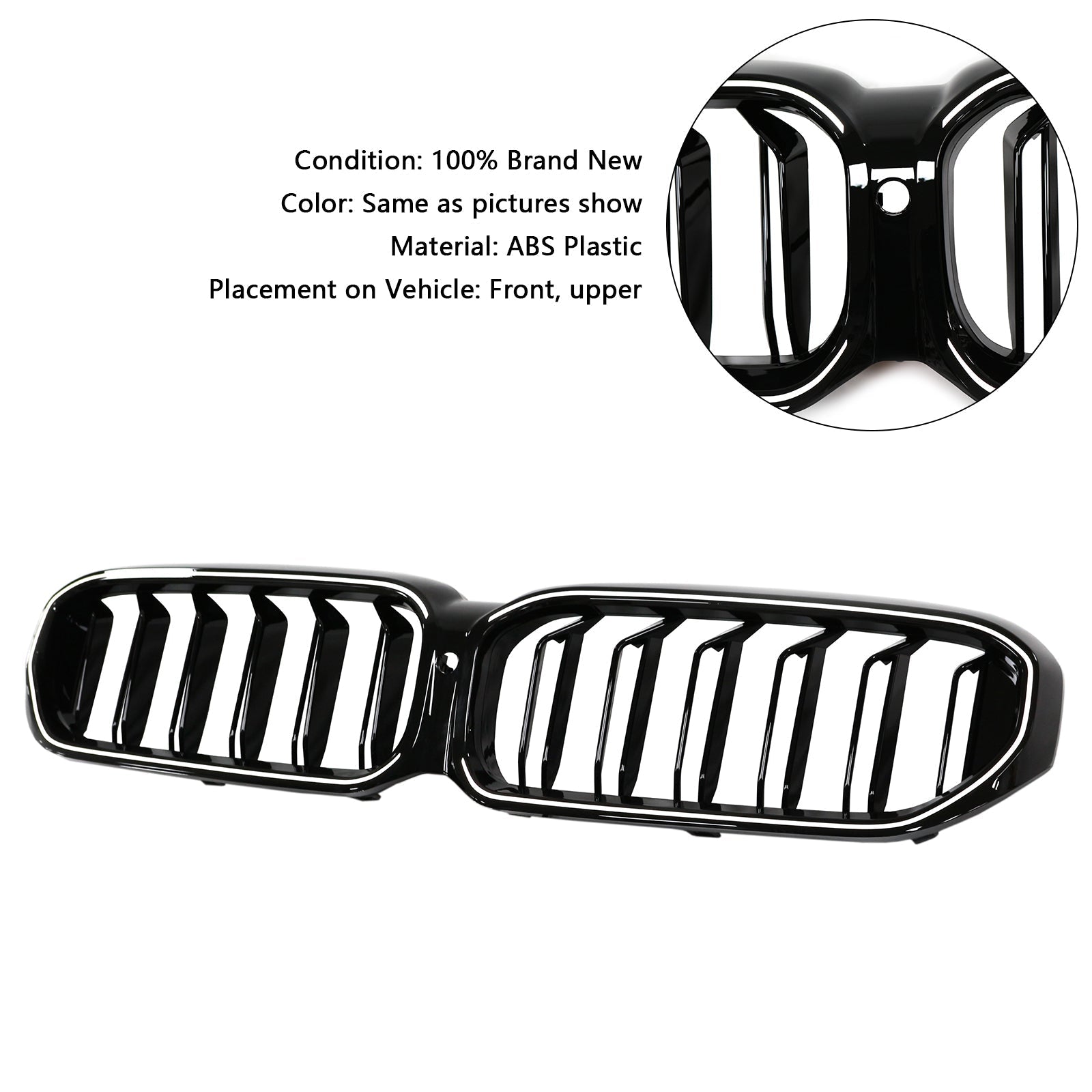 2021-2024 BMW 5 Series G30 G31 G38 Double Slat Gloss Black Front Kidney Grille
