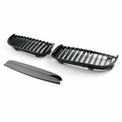 2005-2008 BMW 3 Series E90 Sedan Gloss Black Front Kidney Grille — Left & Right Pair