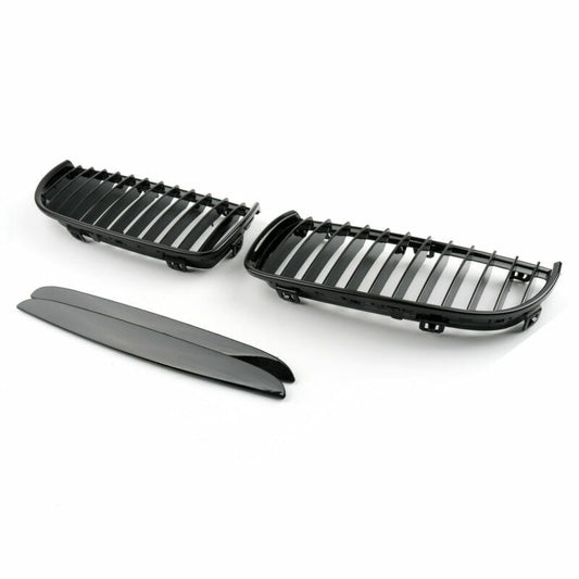 2005-2008 BMW 3 Series E90 Sedan Gloss Black Front Kidney Grille — Left & Right Pair