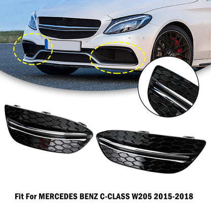 2015-2018 Mercedes-Benz C-Class W205 Honeycomb Front Fog Light Cover (2058850723 / MB1038172)