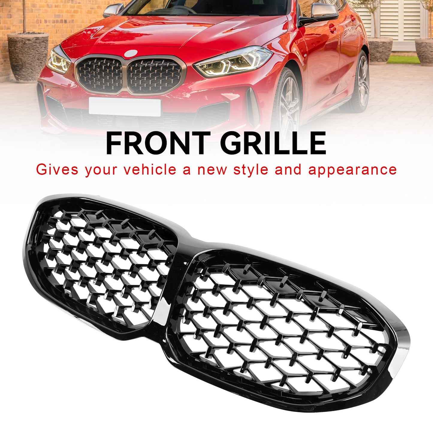 2019-2024 BMW 1 Series F40 Gloss Black Diamond Front Kidney Grille