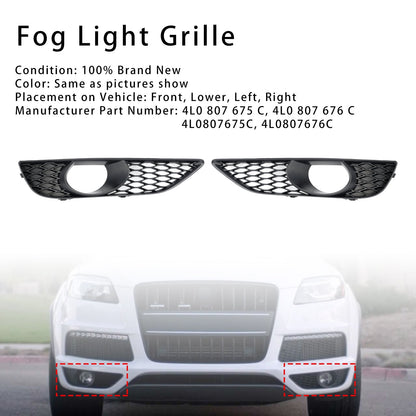 2010-2015 Audi Q7 Front Bumper Fog Light Grill Lamp Cover — Pair (4L0807675C / 4L0807676C)