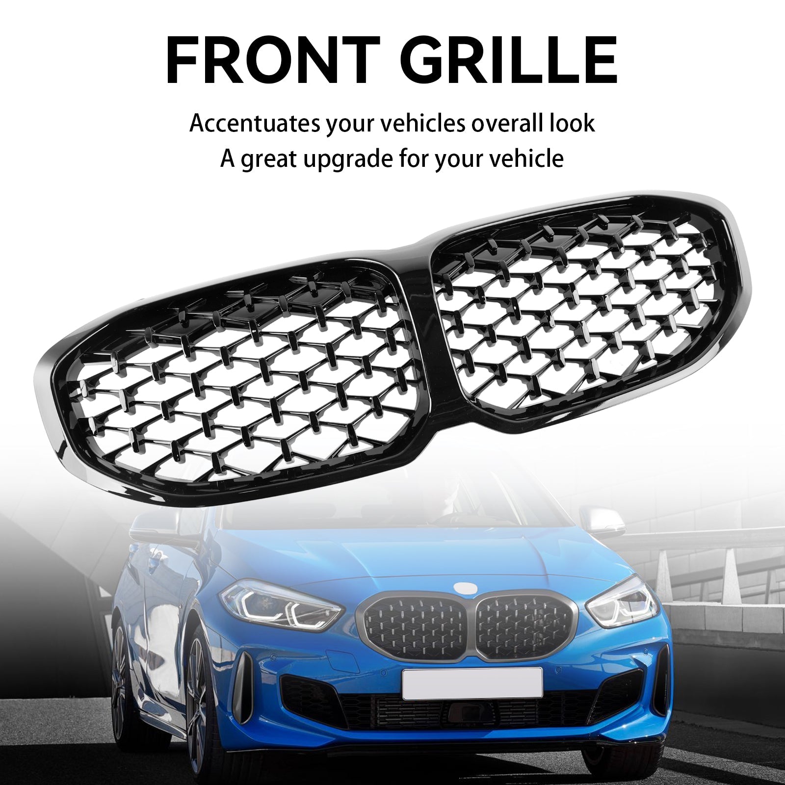 2019-2024 BMW 1 Series F40 Gloss Black Diamond Front Kidney Grille