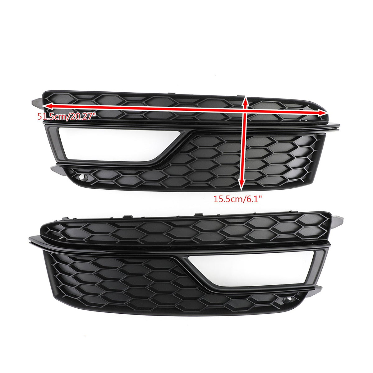 2013-2016 Audi A5 S-Line Black Front Fog Lamp Trim Grill — Pair (8T0807681K)