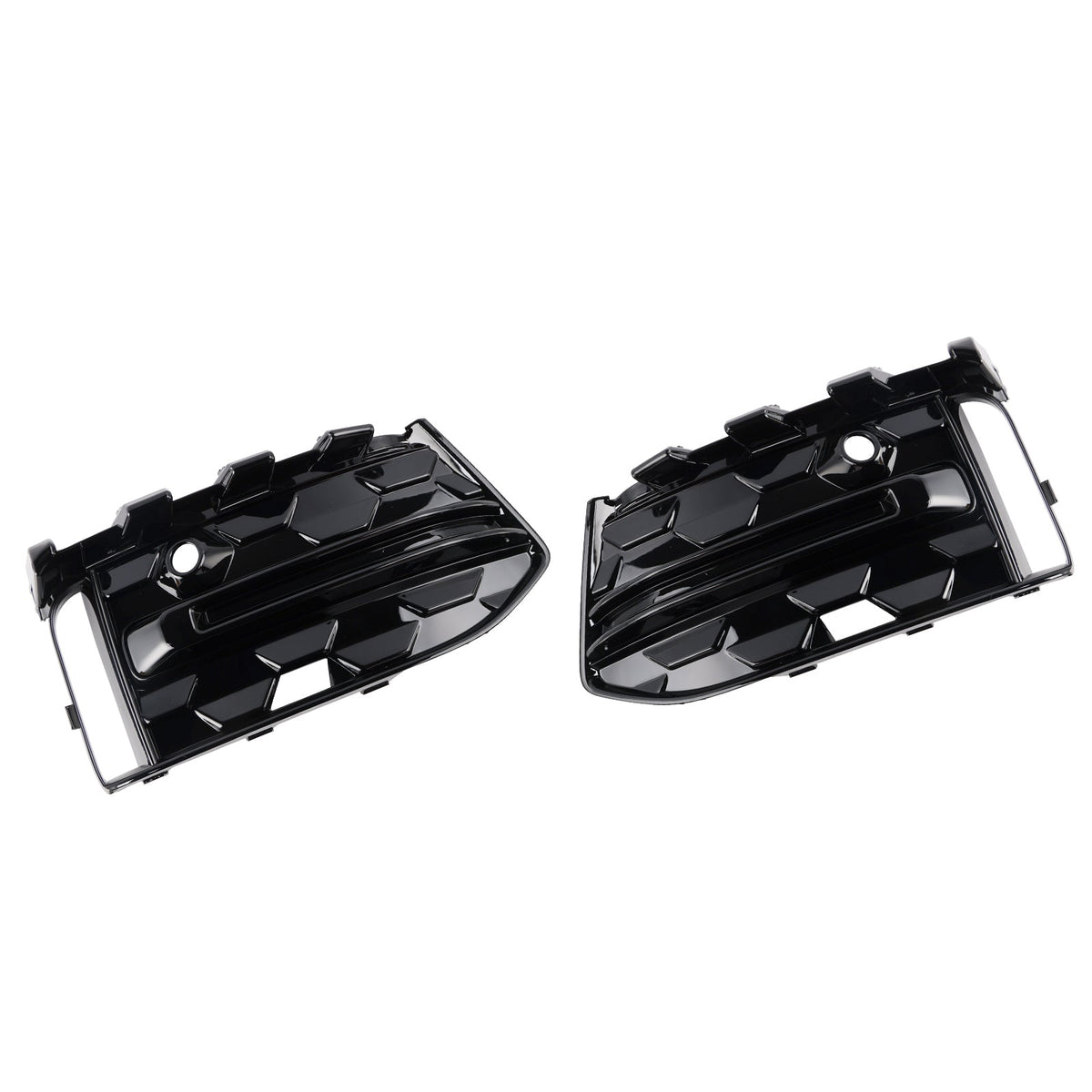 2023+ Audi A6L C8PA Black Front Bumper Fog Light Grille Trim — Pair