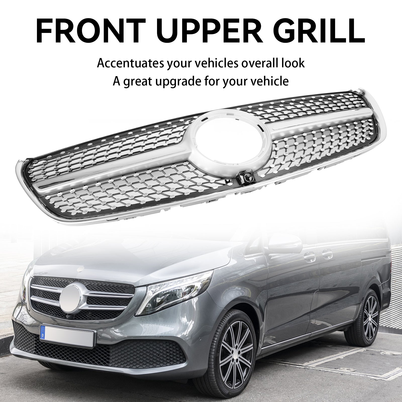 2014-2019 Mercedes-Benz V-Class W447 Diamond Front Upper Grille