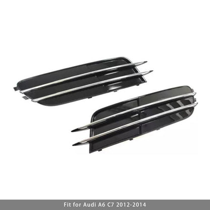 2012-2014 Audi A6 C7 Front Side Lower Bumper Fog Light Grille — Pair (4G0807681 / 4G0807682)