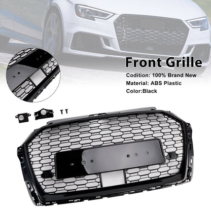 2017-2019 Audi A3 S3 RS3 Style Honeycomb Front Grille with ACC — Black