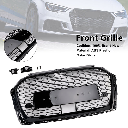 2017-2019 Audi A3 S3 RS3 Style Honeycomb Front Grille with ACC — Black