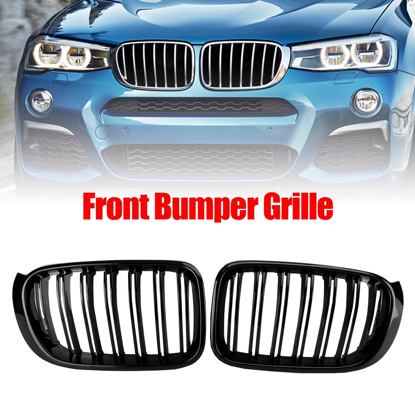 2014-2017 BMW X3 F25 / X4 F26 Gloss Black Front Bumper Kidney Grille