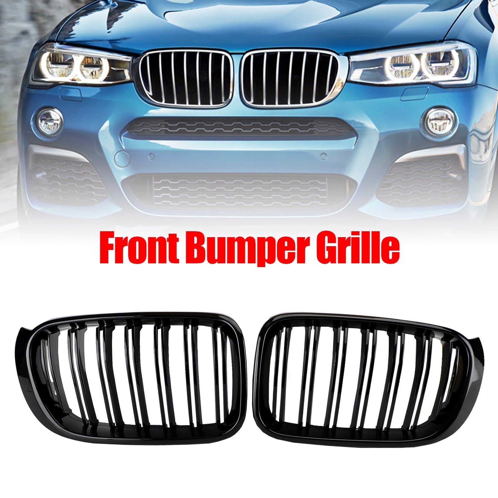 2014-2017 BMW X3 F25 / X4 F26 Gloss Black Front Bumper Kidney Grille