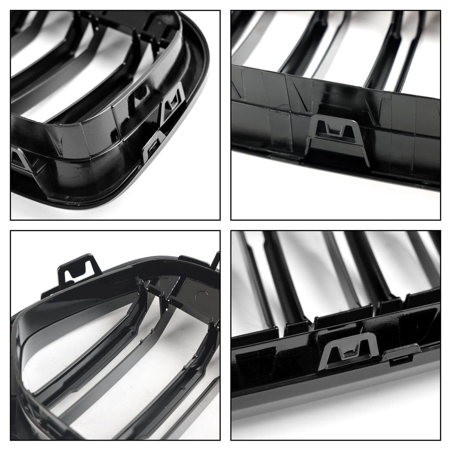 2018-2023 BMW X2 F39 Gloss Black Front Bumper Kidney Grille — Pair (51712455246 / 51712455247)