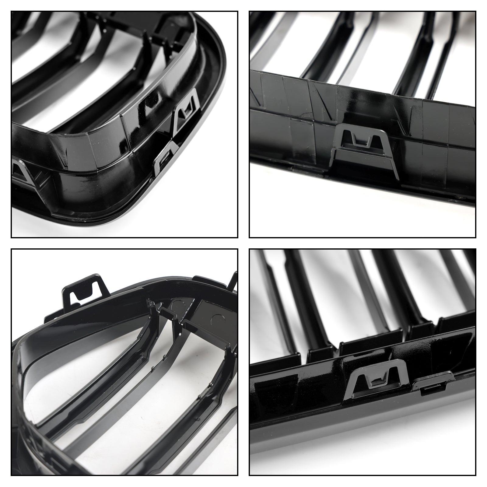 2018-2023 BMW X2 F39 Gloss Black Front Bumper Kidney Grille — Pair (51712455246 / 51712455247)