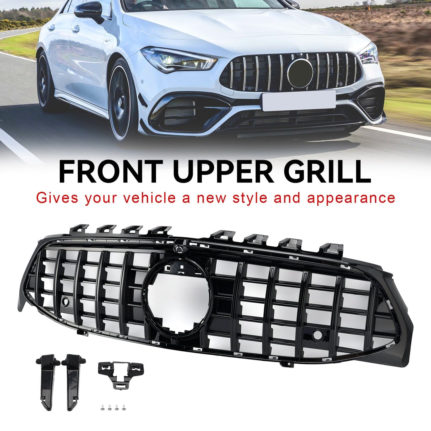 2020-2024 Mercedes-Benz CLA-Class W118 C118 GTR Style Black Front Bumper Grille