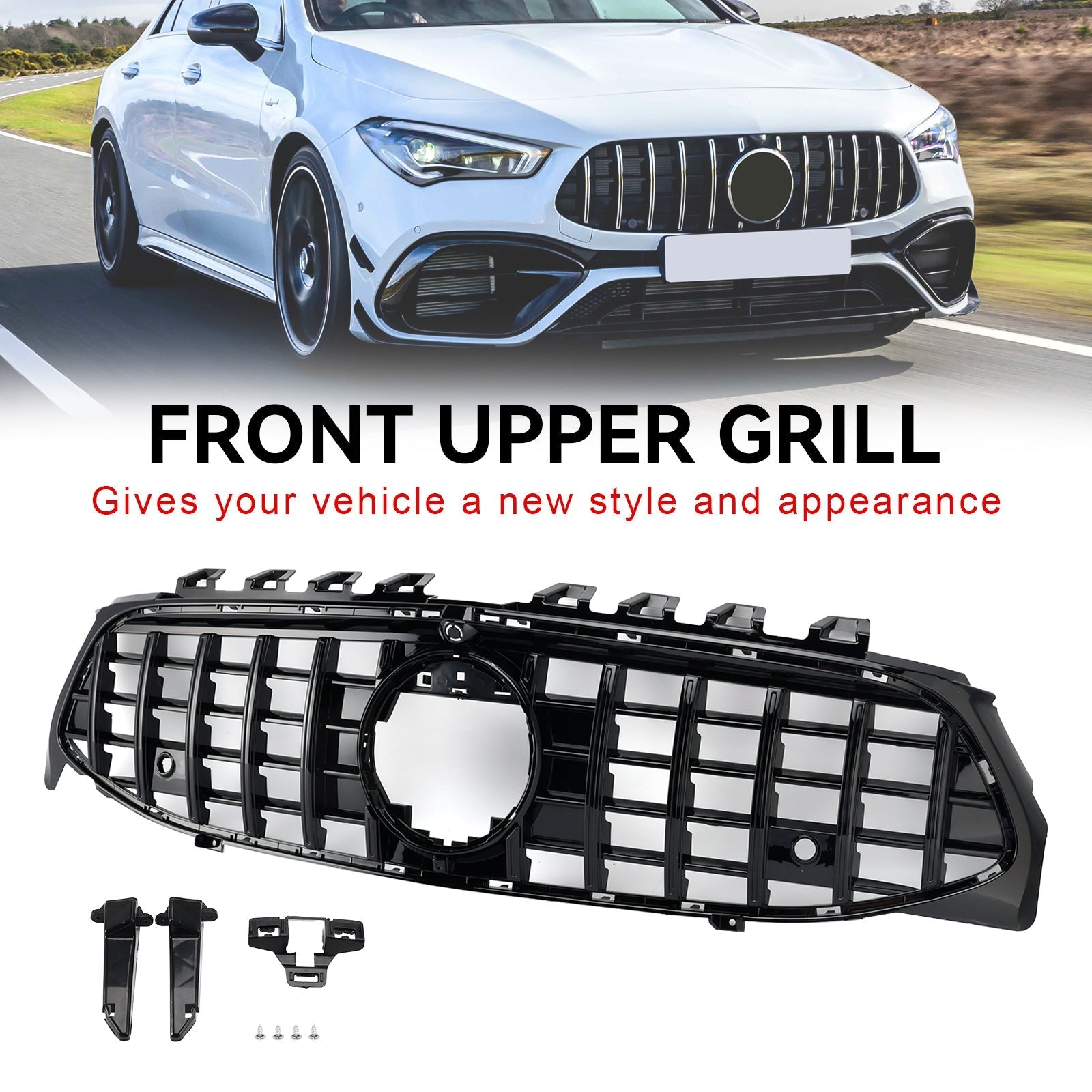 2020-2024 Mercedes-Benz CLA-Class W118 C118 GTR Style Black Front Bumper Grille